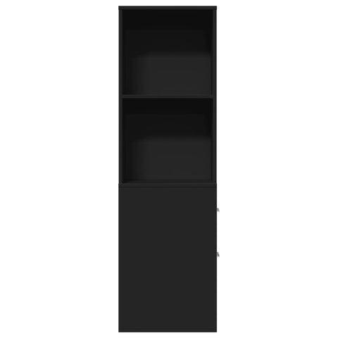 vidaXL Narrow Bathroom Cupboard with Wheels Black Engineered Wood