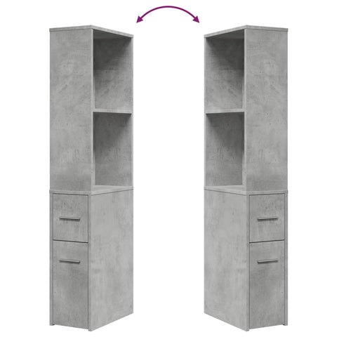 vidaXL Narrow Bathroom Cupboard with Wheels Concrete Grey Engineered Wood