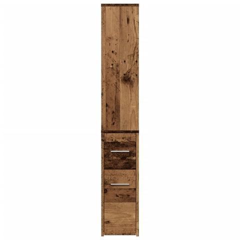 vidaXL Narrow Bathroom Cupboard with Wheels Old Wood Engineered Wood