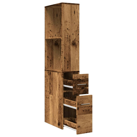 vidaXL Narrow Bathroom Cupboard with Wheels Old Wood Engineered Wood