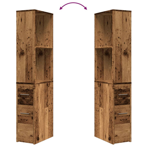 vidaXL Narrow Bathroom Cupboard with Wheels Old Wood Engineered Wood