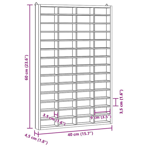 vidaXL Wooden Collector's Display Case with 56 Compartments 40x4.5x60cm