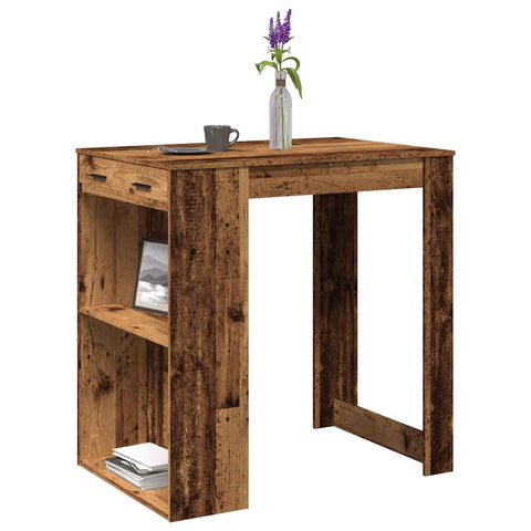 vidaXL Bar Table Old Wood 102x70x103.5 cm Engineered Wood