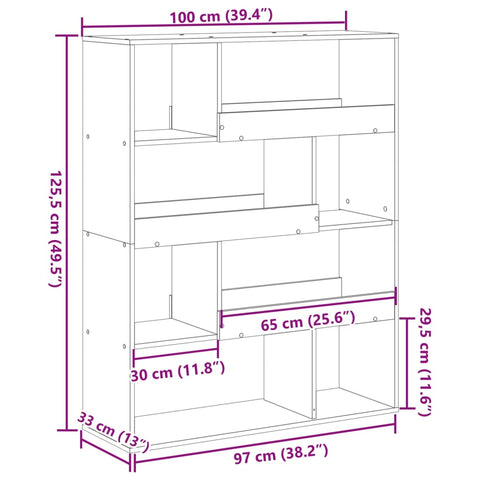 vidaXL Bookcase Black 100x33x125.5 cm Engineered Wood