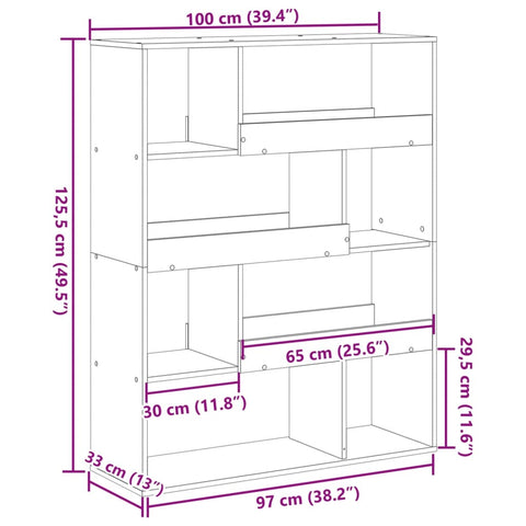 vidaXL Room Divider Sonoma Oak 100x33x125.5 cm Engineered Wood