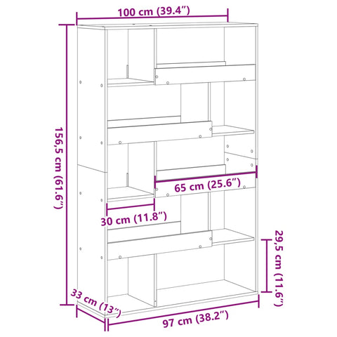 vidaXL Room Divider Smoked Oak100x33x156.5 cm Engineered Wood