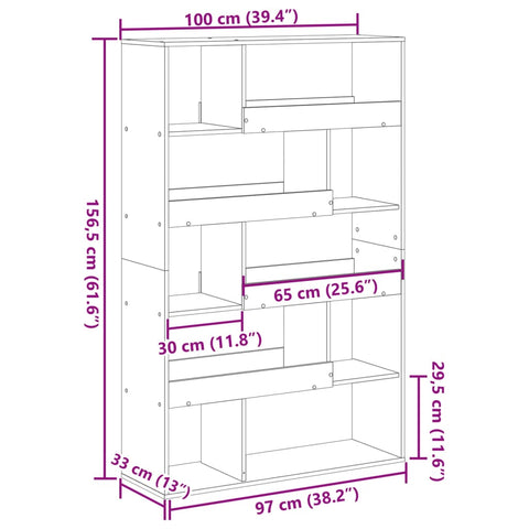 vidaXL Room Divider Grey Sonoma 100x33x156.5 cm Engineered Wood