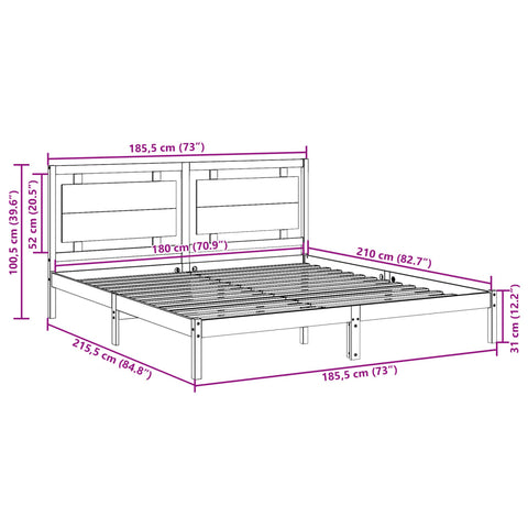 vidaXL Extra Long Bed Frame without Mattress 180x210 cm Solid Wood