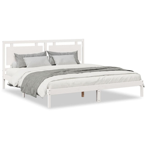vidaXL Extra Long Bed Frame without Mattress White 200x210 cm Solid Wood