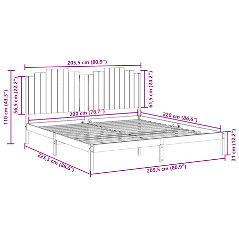 vidaXL Extra Long Bed Frame without Mattress 200x220 cm Solid Wood