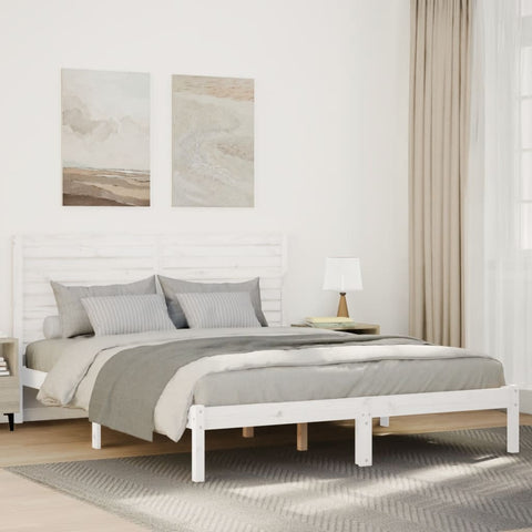 vidaXL Extra Long Bed Frame without Mattress White 140x210 cm Solid Wood