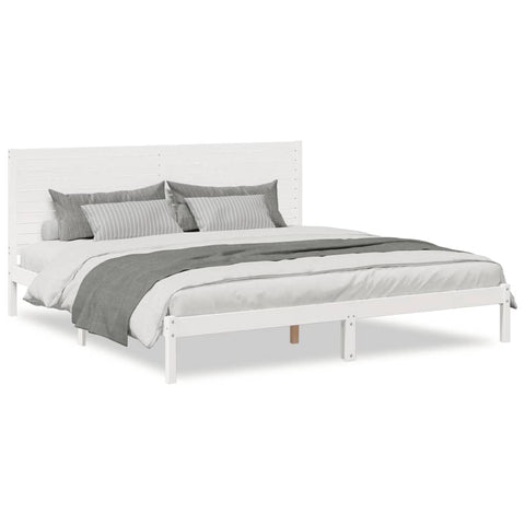 vidaXL Extra Long Bed Frame without Mattress White 180x210 cm Solid Wood