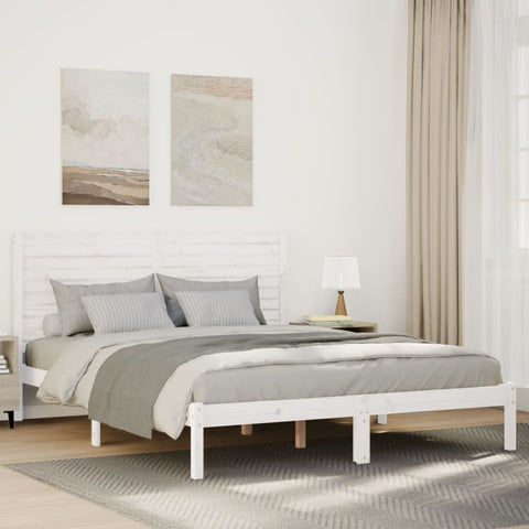 vidaXL Extra Long Bed Frame without Mattress White 140x220 cm Solid Wood