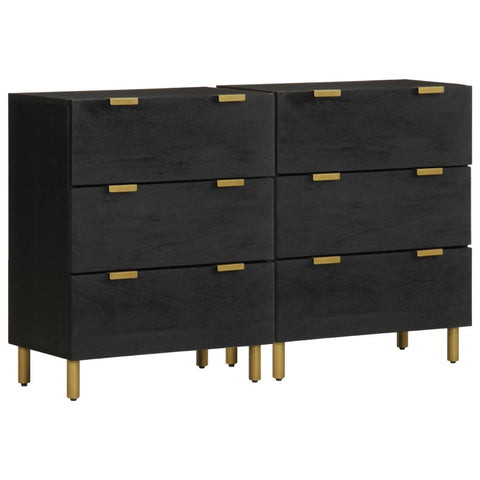 vidaXL Sideboards 2 pcs Black 60x33x75 cm Engineered Wood