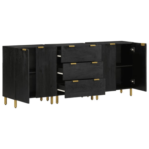 vidaXL 3 Piece Sideboards Black Engineered Wood