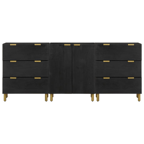 vidaXL 3 Piece Sideboards Black Engineered Wood