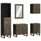 vidaXL 5 Piece Bathroom Furniture Set Black Solid Wood Mango