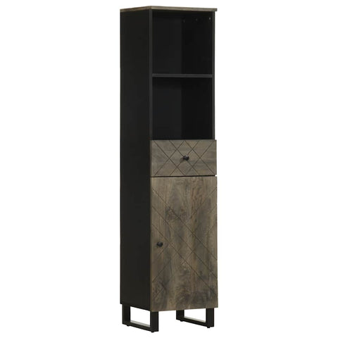 vidaXL 5 Piece Bathroom Furniture Set Black Solid Wood Mango