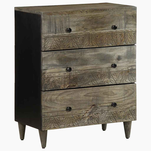 vidaXL 3 Piece Sideboards Light Grey 60x33.5x75 cm Solid Wood Mango
