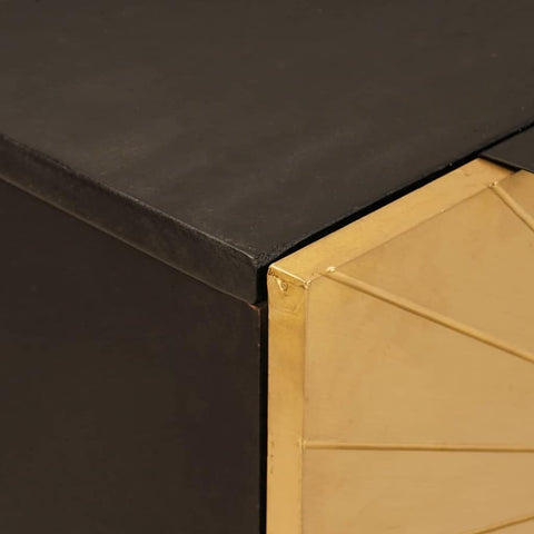 vidaXL Sideboard 2 pcs Black and Gold 60 x 33 x 75 cm Solid mango wood