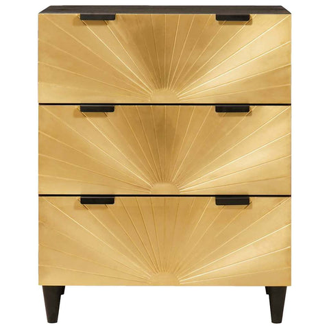 vidaXL Sideboard 2 pcs Black and Gold 60 x 33 x 75 cm Solid mango wood