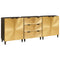 vidaXL Sideboard 3 pcs Black and Gold 60 x 33 x 75 cm Solid mango wood