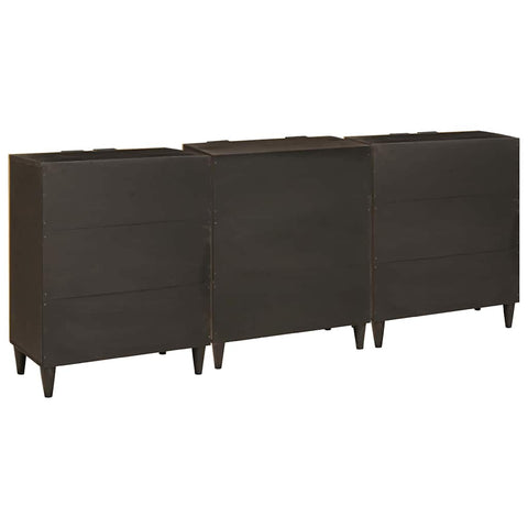 vidaXL Sideboard 3 pcs Black and Gold 60 x 33 x 75 cm Solid mango wood