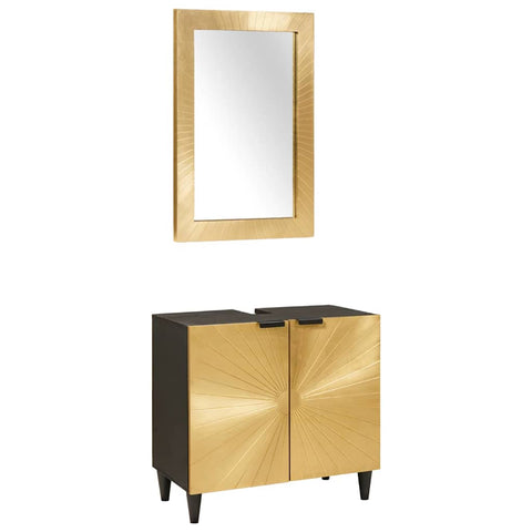 vidaXL Bathroom Furniture Sets 2 pcs Black and Gold 62 x 33 x 58 cm