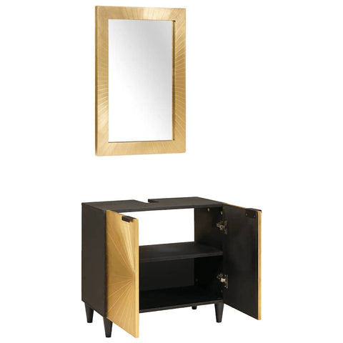 vidaXL Bathroom Furniture Sets 2 pcs Black and Gold 62 x 33 x 58 cm
