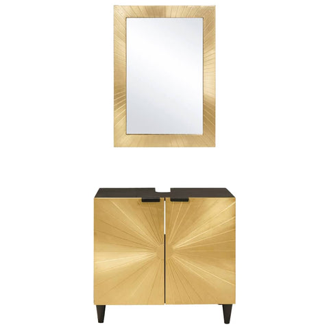 vidaXL Bathroom Furniture Sets 2 pcs Black and Gold 62 x 33 x 58 cm
