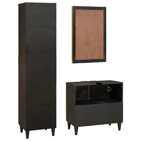 vidaXL Bathroom Furniture Sets 3 pcs Black and Gold 38 x 33 x 160 cm