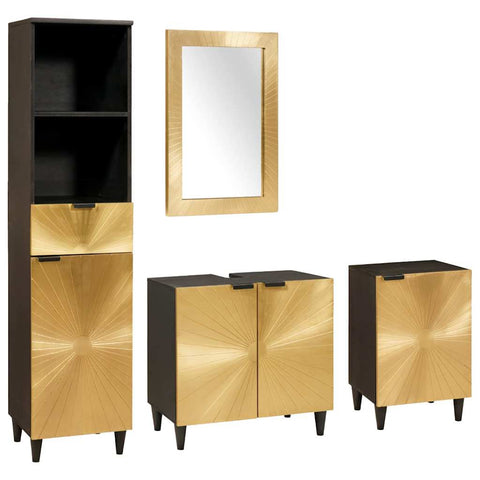 vidaXL Bathroom Furniture Sets 4 pcs Black and Gold 38 x 33 x 160 cm