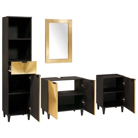 vidaXL Bathroom Furniture Sets 4 pcs Black and Gold 38 x 33 x 160 cm