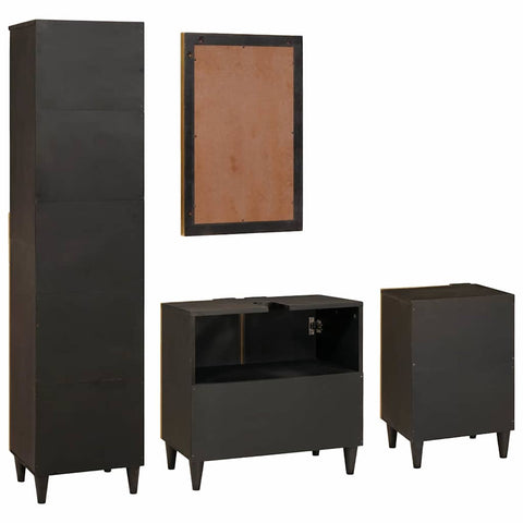 vidaXL Bathroom Furniture Sets 4 pcs Black and Gold 38 x 33 x 160 cm