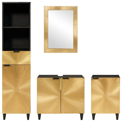 vidaXL Bathroom Furniture Sets 4 pcs Black and Gold 38 x 33 x 160 cm