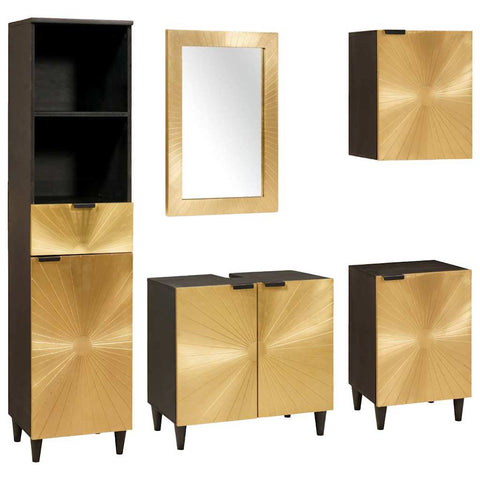 vidaXL Bathroom Furniture Sets 5 pcs Black and Gold 38 x 33 x 160 cm