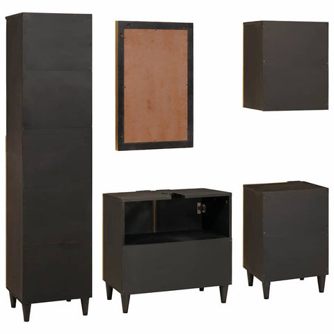 vidaXL Bathroom Furniture Sets 5 pcs Black and Gold 38 x 33 x 160 cm