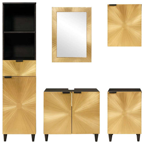 vidaXL Bathroom Furniture Sets 5 pcs Black and Gold 38 x 33 x 160 cm