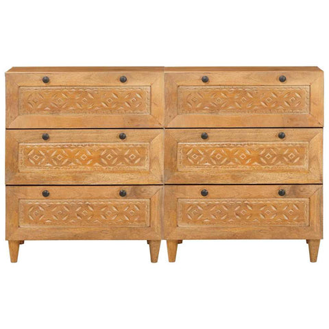 vidaXL Sideboard 2 pcs Brown 60 x 33 x 75 cm Solid mango wood