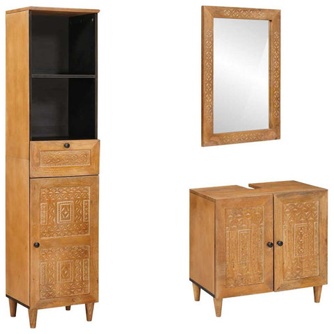 vidaXL Bathroom Furniture Set with Drawer 3 pcs Brown 38 x 33 x 160 cm
