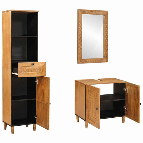 vidaXL Bathroom Furniture Set with Drawer 3 pcs Brown 38 x 33 x 160 cm