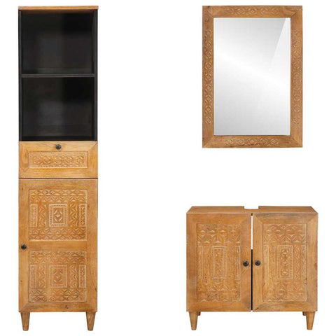 vidaXL Bathroom Furniture Set with Drawer 3 pcs Brown 38 x 33 x 160 cm