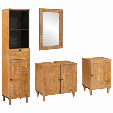 vidaXL Bathroom Furniture Set with Drawer 4 pcs Brown 38 x 33 x 160 cm