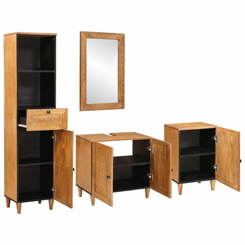 vidaXL Bathroom Furniture Set with Drawer 4 pcs Brown 38 x 33 x 160 cm
