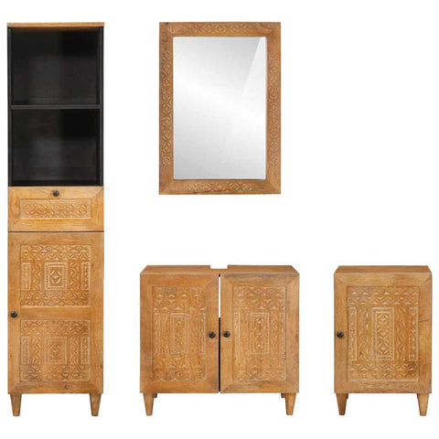 vidaXL Bathroom Furniture Set with Drawer 4 pcs Brown 38 x 33 x 160 cm