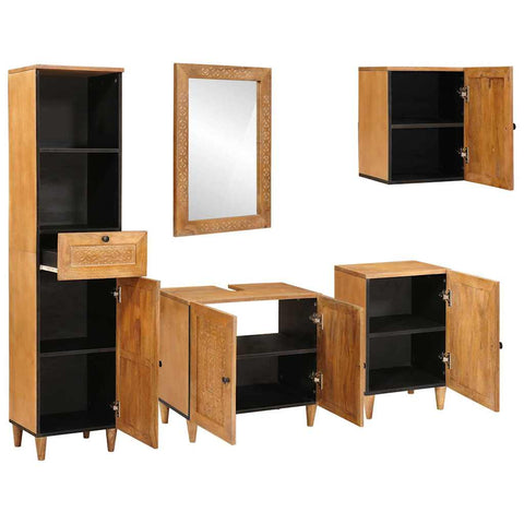 vidaXL Bathroom Furniture Set with Drawer 5 pcs Brown 38 x 33 x 160 cm