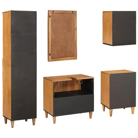 vidaXL Bathroom Furniture Set with Drawer 5 pcs Brown 38 x 33 x 160 cm
