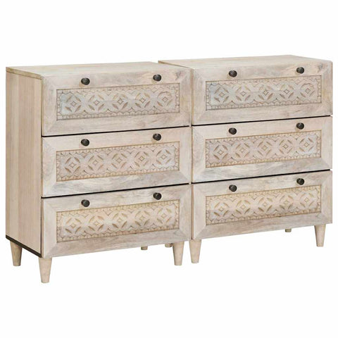 vidaXL Sideboard 2 pcs White 60 x 33 x 75 cm Solid mango wood