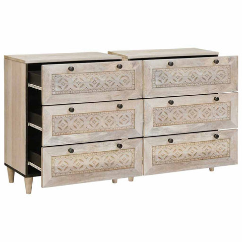 vidaXL Sideboard 2 pcs White 60 x 33 x 75 cm Solid mango wood