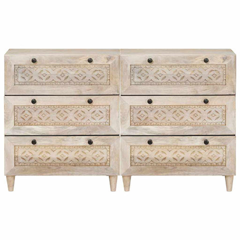 vidaXL Sideboard 2 pcs White 60 x 33 x 75 cm Solid mango wood